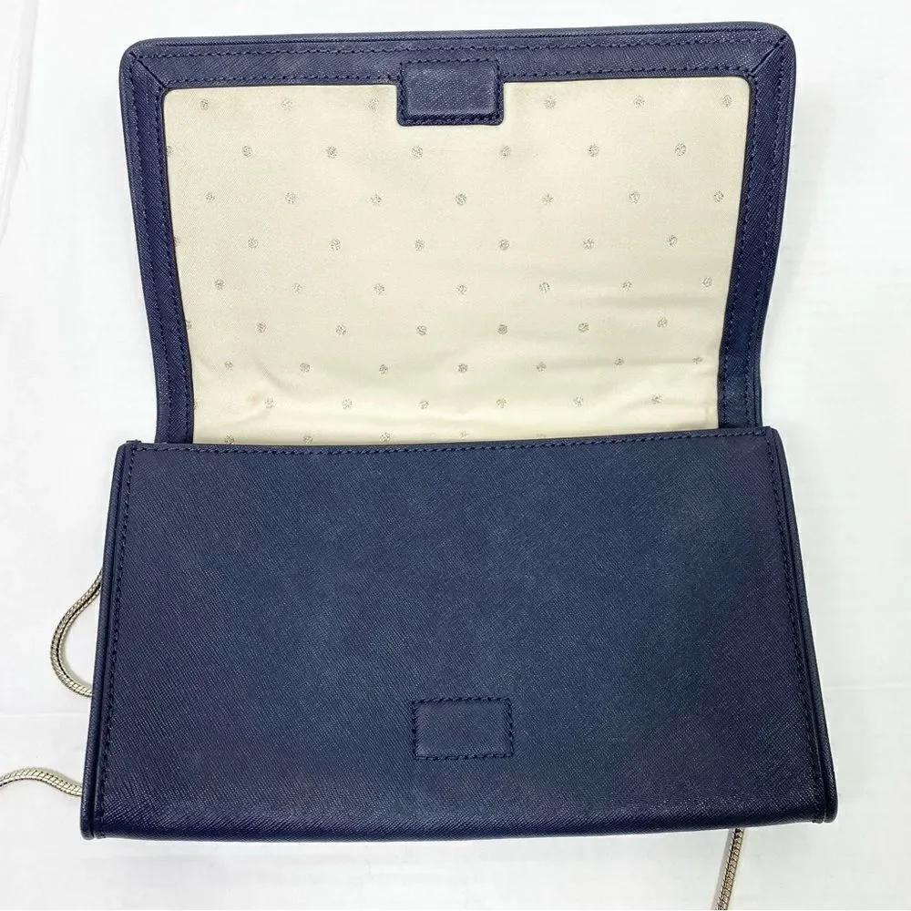 Kate Spade New York Eva Davies Mews Bow Offshore Navy Blue Clutch Purse